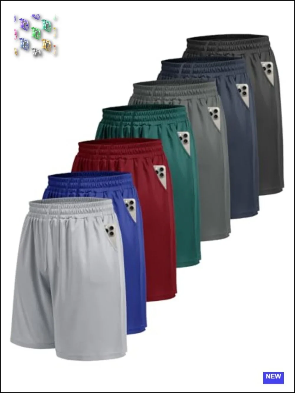 Mens Athletic Shorts with Pockets 7 Pack Quick Dry Gym Workout